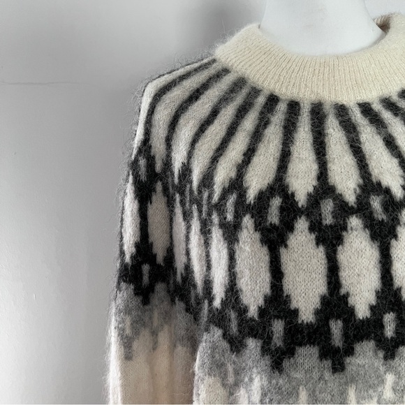 Banana Republic Fair Isle Mock-Neck Alpaca Sweater in Transition Cream size XL - Picture 3 of 14